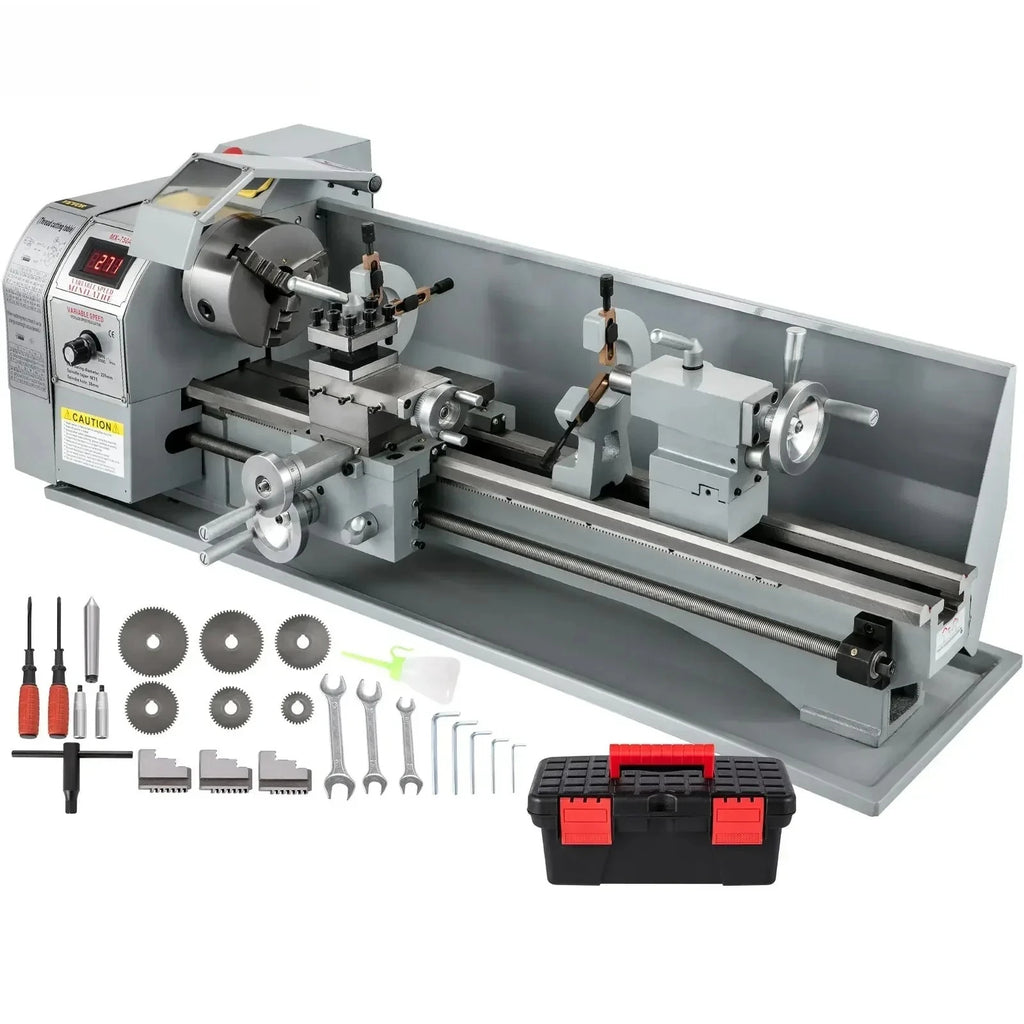 SIHAO 750W Metal Lathe – 220mm Swing x 750mm Between Centers, Variable Speed, LED Display & Brushless Motor, for Metric/Imperial Threading
