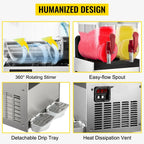 SIHAO 500W Commercial Slush Machine – Dual 15L Tanks (30L Total), Digital Temp Control for Bars, Cafés & Smoothie Shops