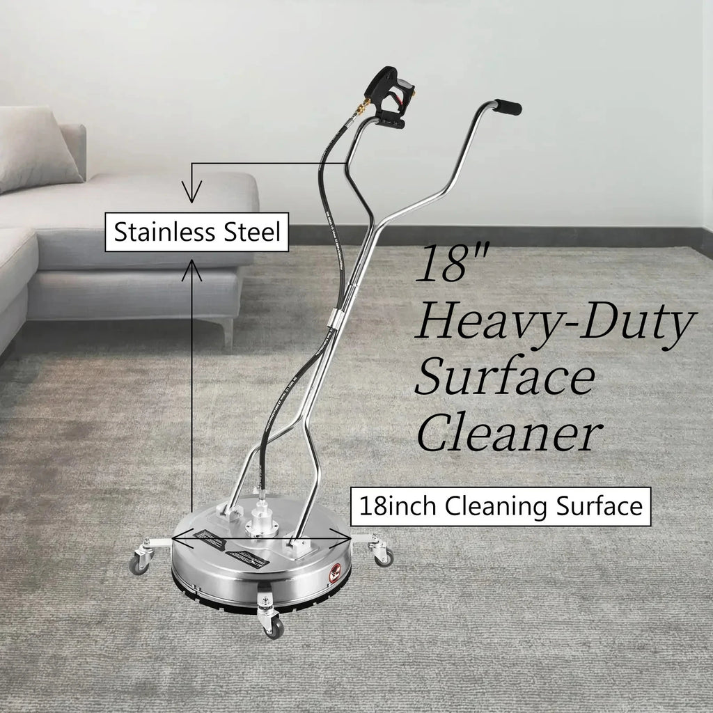 SIHAO 18" Pressure Washer Surface Cleaner – 4000 PSI Rated, 3/8" QD, with Splash Guard for Driveways & Patios