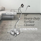 SIHAO 18" Pressure Washer Surface Cleaner – 4000 PSI Rated, 3/8" QD, with Splash Guard for Driveways & Patios