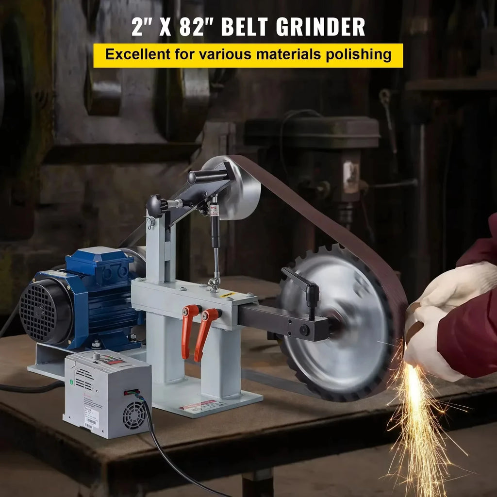 SIHAO 1.5KW Electric Belt Sander 2x82in Variable Speed Grinder Machine 3 Speed Bench Polishing Tool for Knife Making Sharpening Metalwork