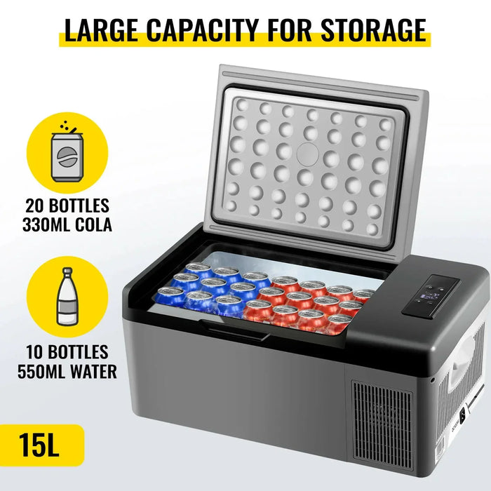 SIHAO 15L Car Fridge Freezer 12V/24V Portable Compressor Cooler - Mini Refrigerator for Trucks, Camping, RV & Outdoor Travel