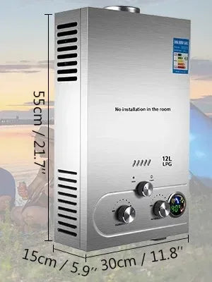 SIHAO 6-18L Instant Propane Tankless Water Heater – 16-36kW Gas System with Smart Dual Mode, Digital LED Display & Full Shower Kit for RV Camping Home Use