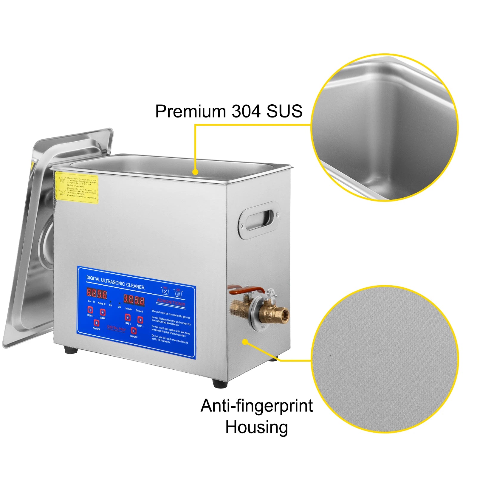 SIHAO 6L Ultrasonic Cleaner 180W Ultrasonic Vinyl Cleaner 7-12 Inch 8 Records Ultrasonic Records Cleaner W/Drying Rack for Home