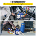 SIHAO Professional HVAC Vacuum Pump & Manifold Gauge Set — 25 Micron Deep Vacuum for  HVAC/Car AC Refrigerant Charging
