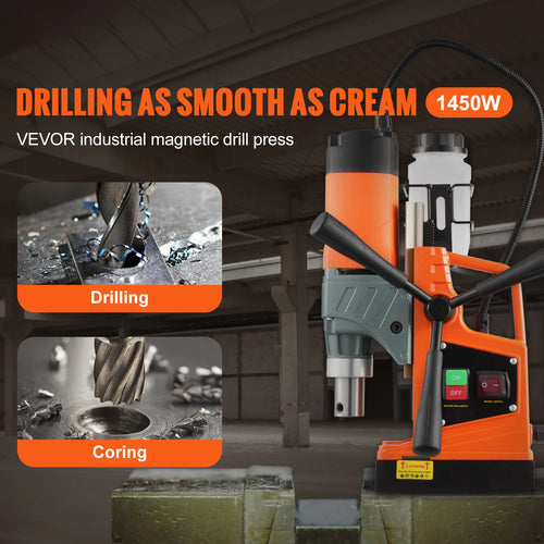 SIHAO 1450W Magnetic Drill with 2810 Lbf Holding Force, 11-Piece Portable Mag Drill Kit, 1.6" Max Boring Dia. & 850RPM for Metal Surface, Home Improvement