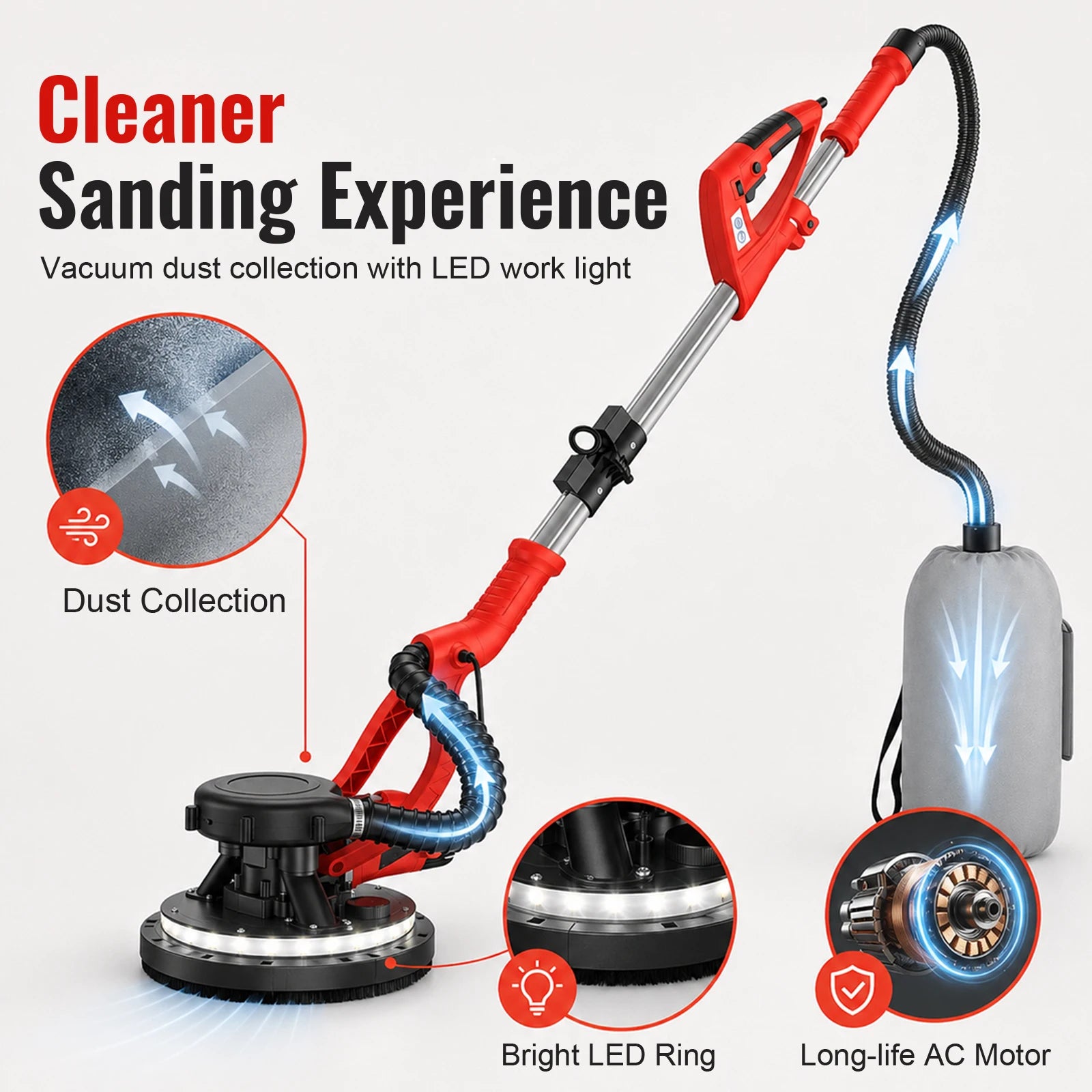 SIHAO 750W Wall Polishing Machine Foldable Light Strip Wall Polishing Machine with Built-in Vacuum Configuration