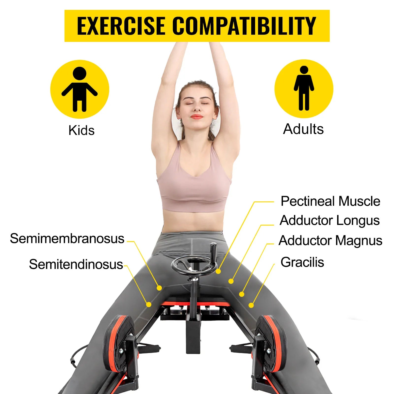 SIHAO Pro 220lbs Leg Stretcher Machine Adjustable Stretch Trainer for Home Gym Yoga Martial Arts Flexibility Exercise Recovery