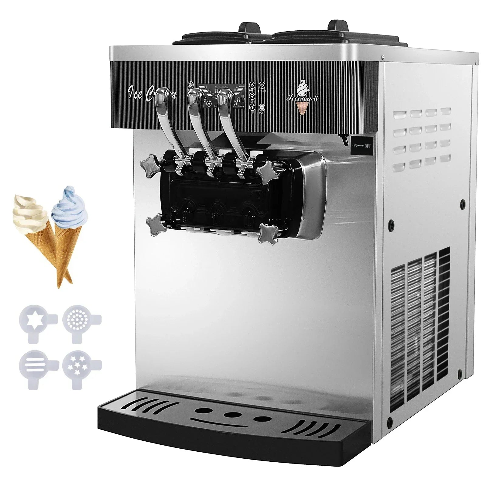 SIHAO Commercial Ice Cream Machine 1400W Fast Freezing Dessert Shop Equipment 16-20L/H Stainless Steel Frozen Display System