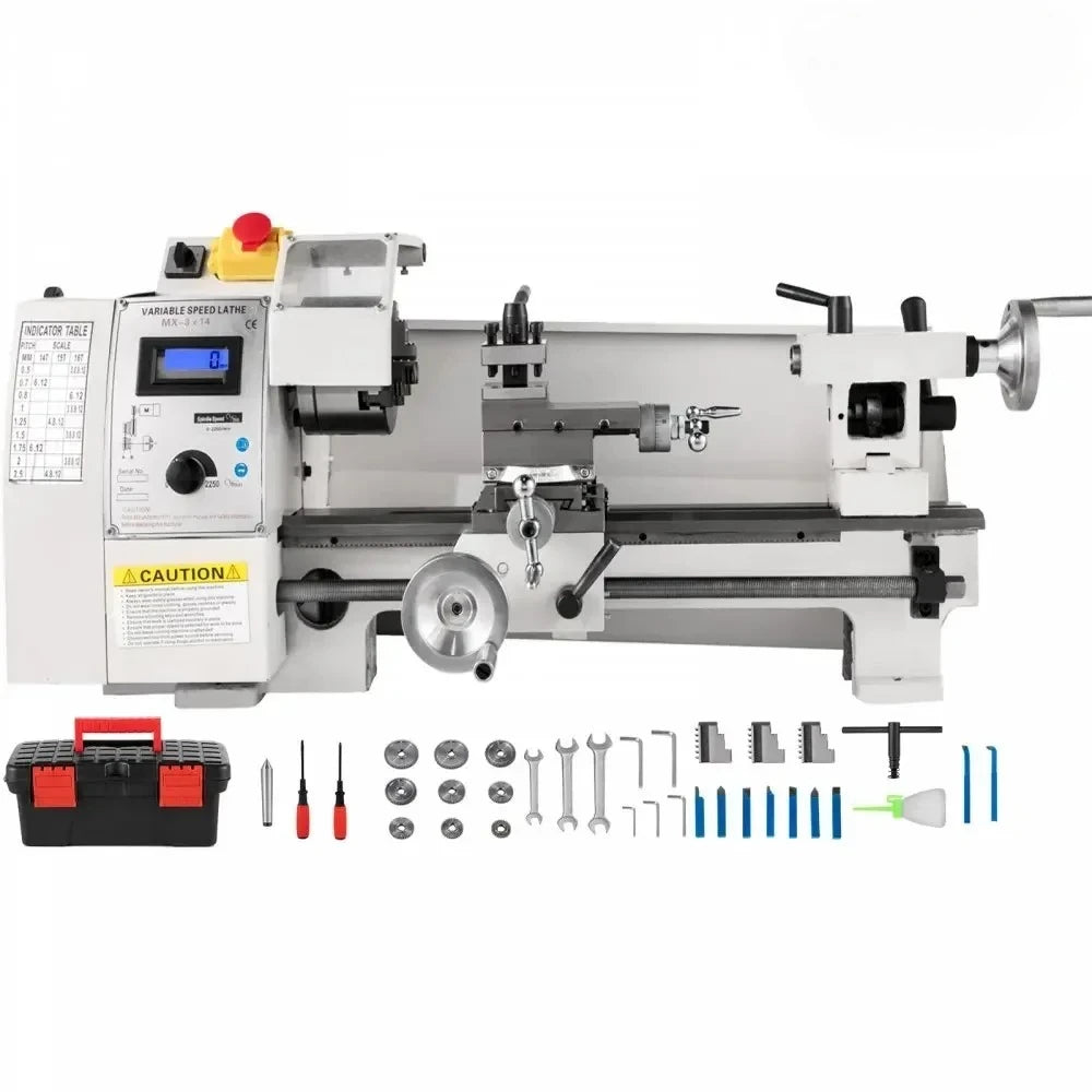 SIHAO Compact Benchtop Metal Lathe 8×14 Inch, Variable‑Speed Hobby Turning Machine, All‑in‑One Metalworking Tool for Turning, Drilling, Threading, Milling DIY Craft Projects