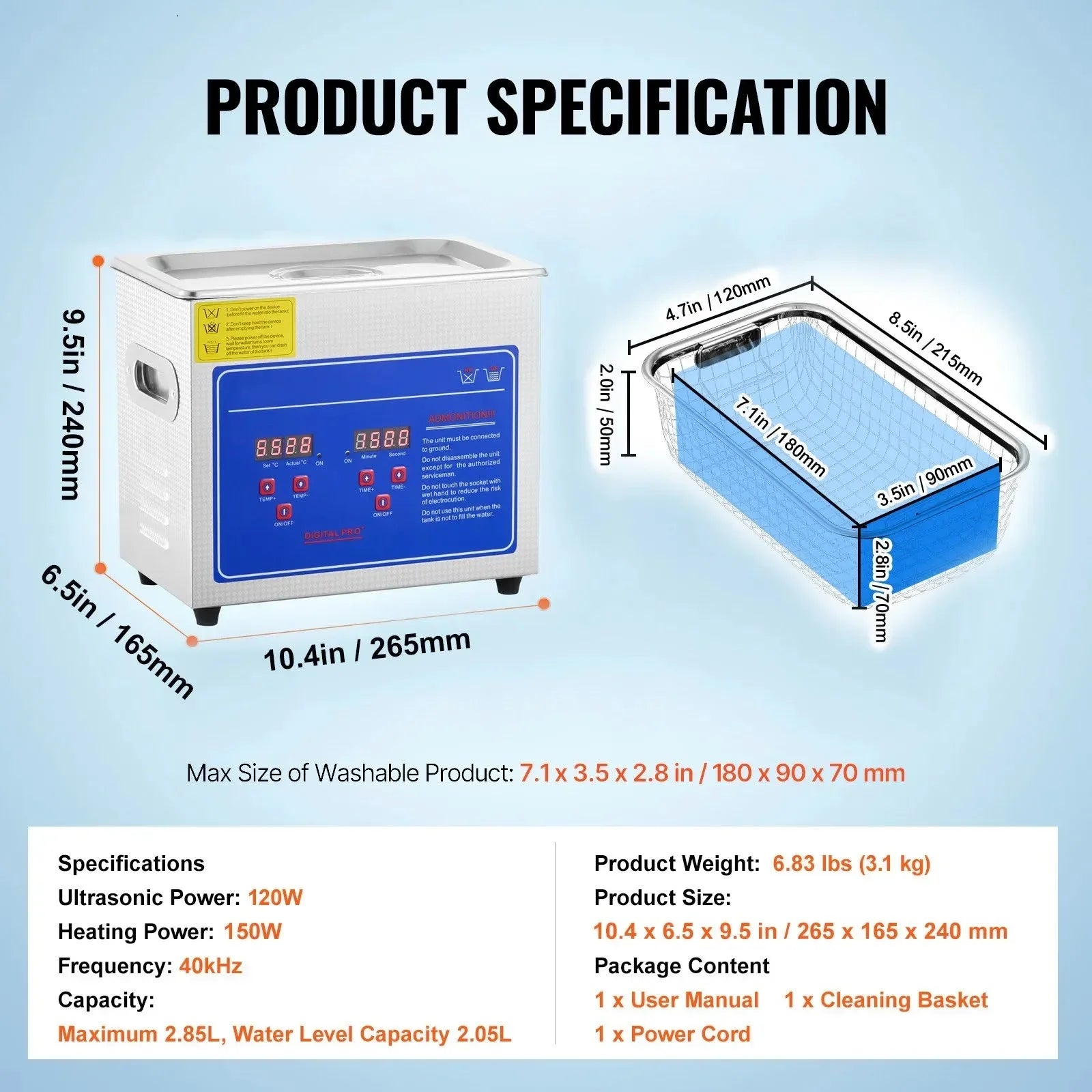 SIHAO Ultrasonic Cleaning Machine Digital Heated Cleaner for Jewelry, Glasses & Small Parts—Versatile Cleaning for Home & Commercial Use