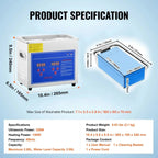 SIHAO Ultrasonic Cleaning Machine Digital Heated Cleaner for Jewelry, Glasses & Small Parts—Versatile Cleaning for Home & Commercial Use