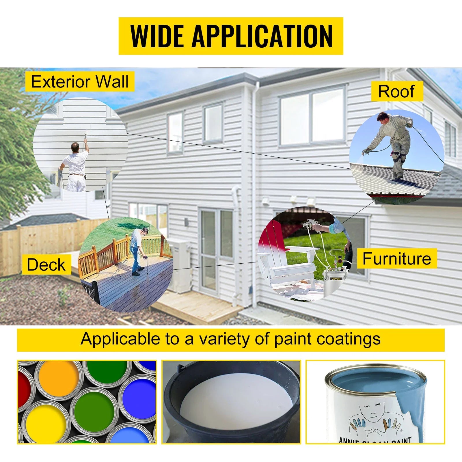 SIHAO 10L/2.6Gal Airless Paint Sprayer – Pressure Pot with Spray Gun & Hose, Heavy Duty for Home & Commercial, Includes 2-Year Warranty