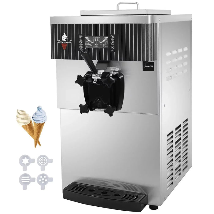 SIHAO Commercial 220V Desktop Ice Cream Machine 5.5L Single Hopper - Frozen Yogurt & Soft Serve Maker with Cold Storage Tray