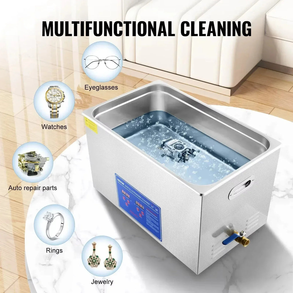 SIHAO Ultrasonic Cleaning Machine Digital Heated Cleaner for Jewelry, Glasses & Small Parts—Versatile Cleaning for Home & Commercial Use
