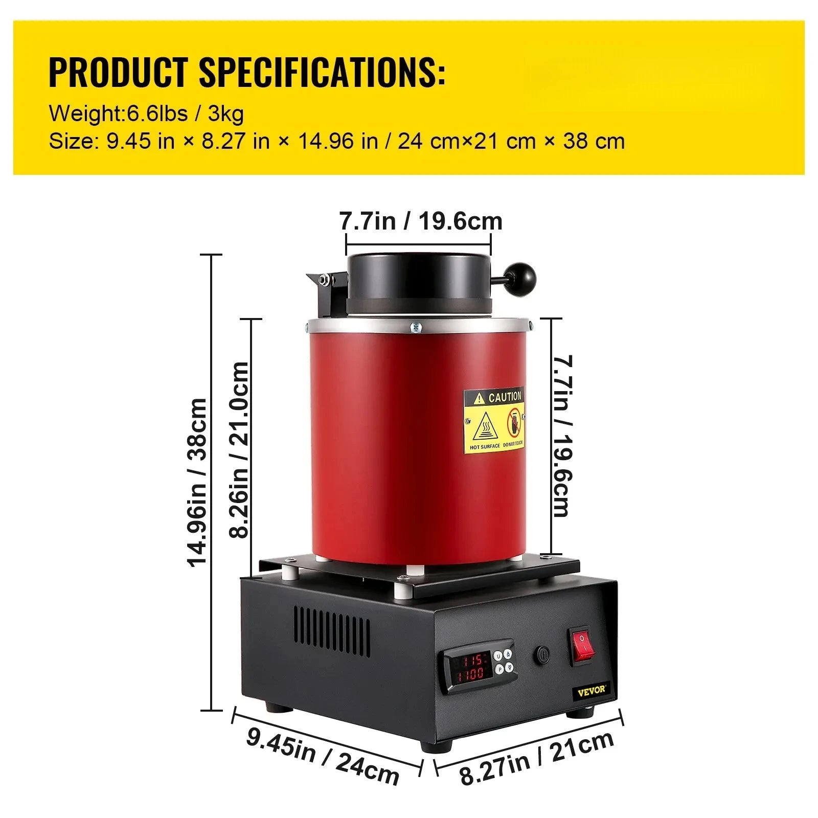 SIHAO 1350W Electric Melting Furnace Portable Metal Melting Furnace Gold Silver and Aluminium Quartz Crucible Equipment Melting