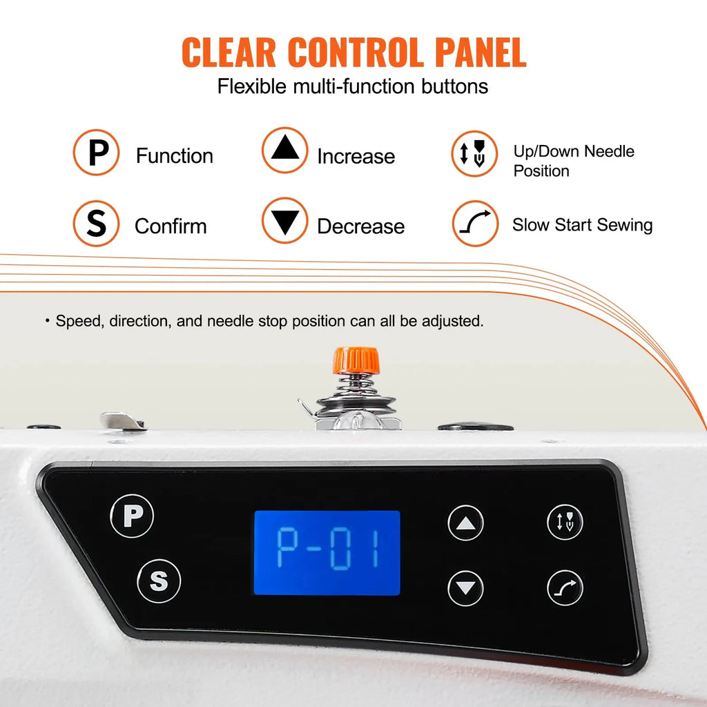 SIHAO 550W Industrial Sewing Machine – Digital Servo Lockstitch, 5000SPM, for Leather & Canvas, with Worktable & Control Panel