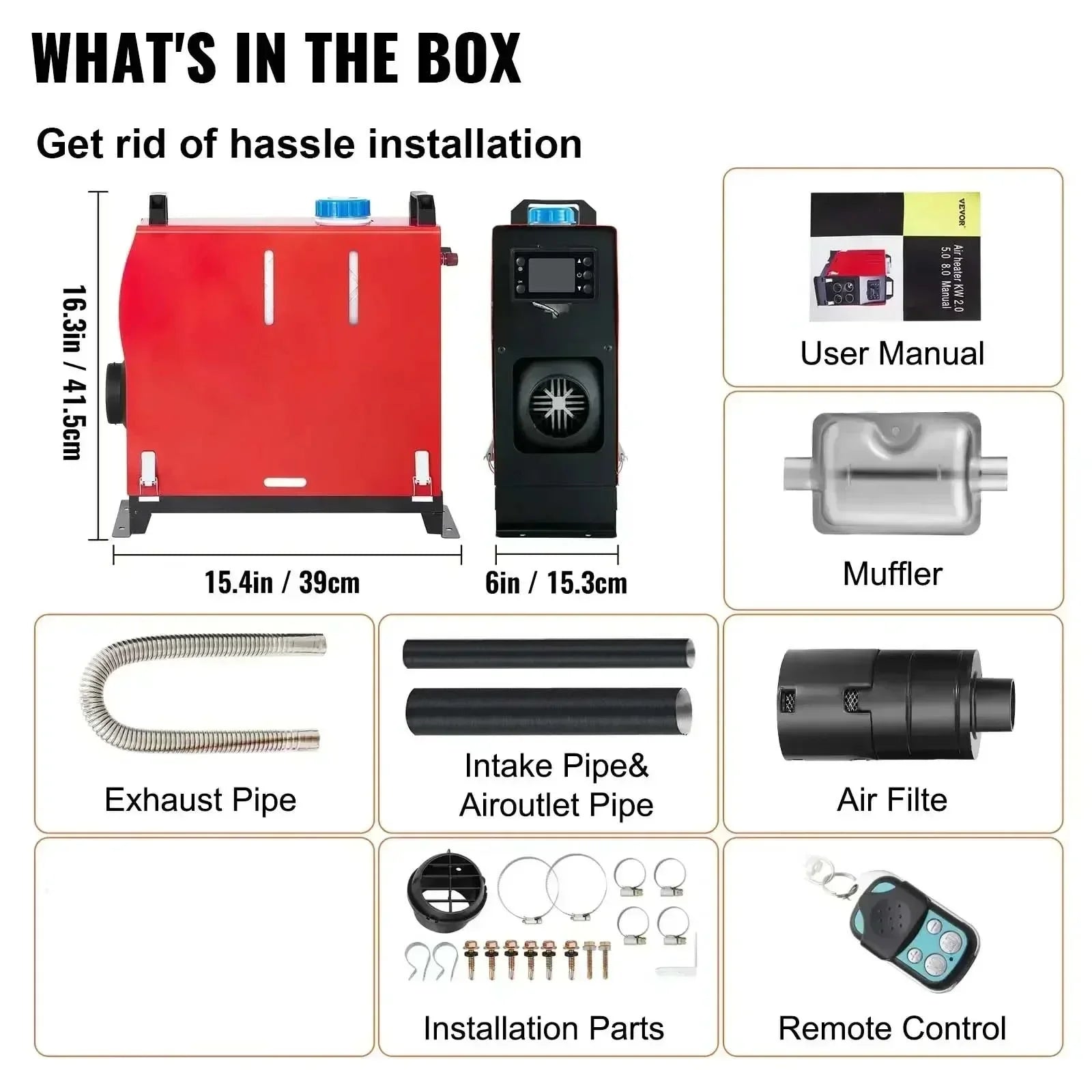 SIHAO Fast-Heating Diesel Parking Heater 5-8KW 12V – Portable Kit with Remote, Ideal for Vans & Trucks