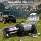 SIHAO 4500/3500/3000LBS 12V Electric Winch for ATV/UTV/Jeeps - Synthetic Rope, Wireless & Wired Remote IP55 Waterproof Off-Road