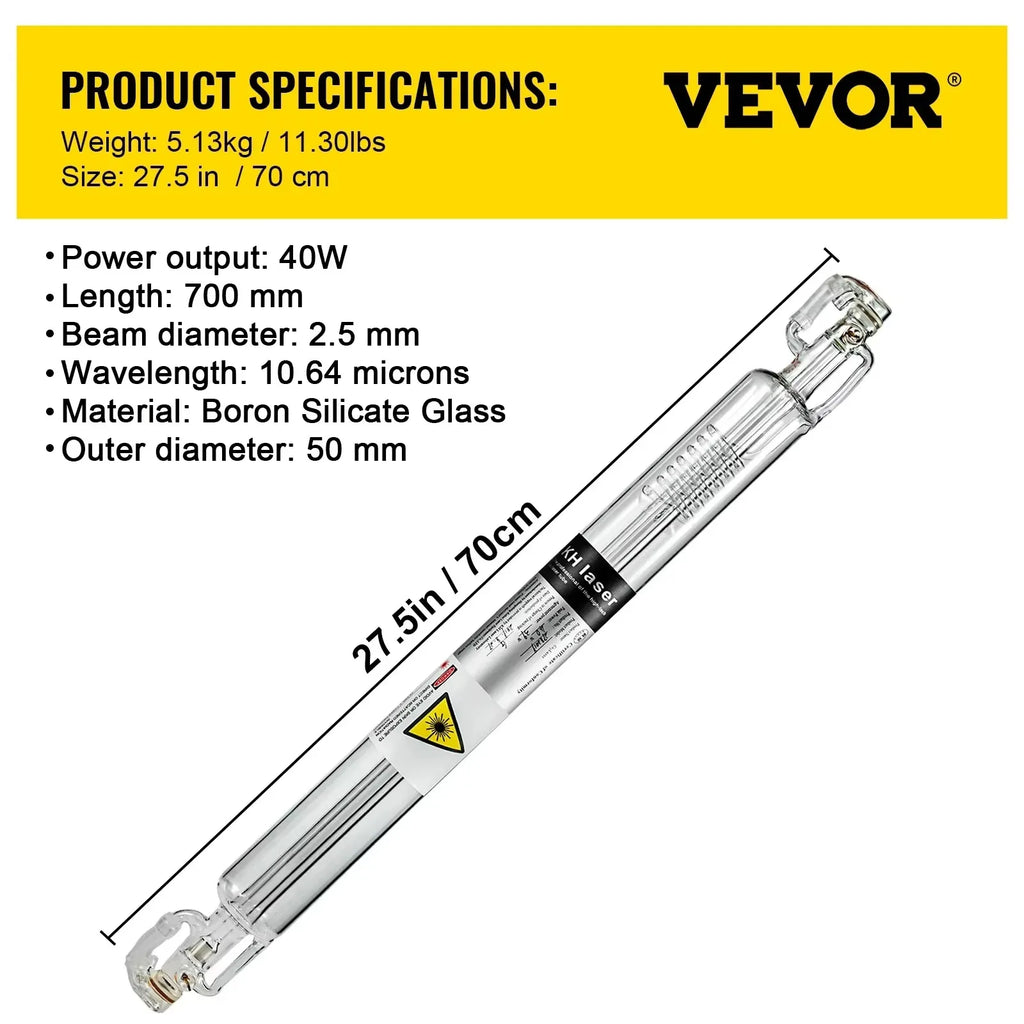 SIHAO CO2 Laser Tube 40W 50W 60W 80W 100W 130W 150W Powerful 700mm-1830mm Length Glass 80mm for Laser Engraver Cutting Machine