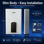 SIHAO 10L 12L 14L Natural Gas Water Heater Forced Exhaust 0.02-1.0MPa Working Pressure AC90-250V 60mm Flue Diameter All Copper Heat Exchanger Touch Control Instant Tankless Hot Water Heater for Home Use