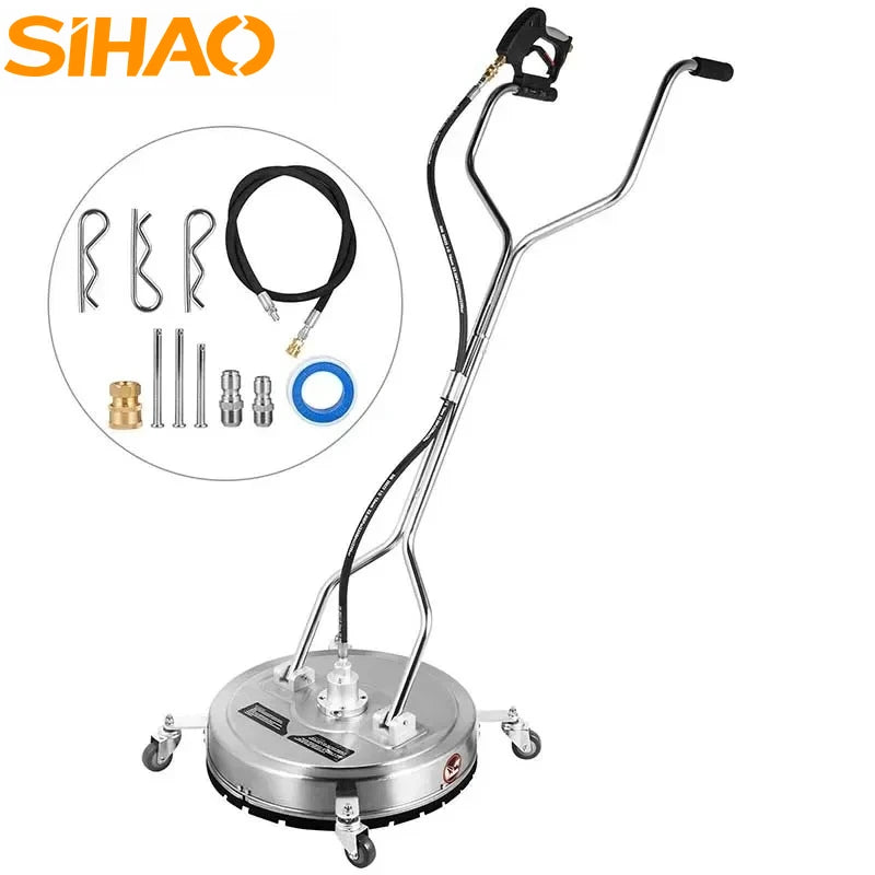 SIHAO 18" Pressure Washer Surface Cleaner – 4000 PSI Rated, 3/8" QD, with Splash Guard for Driveways & Patios