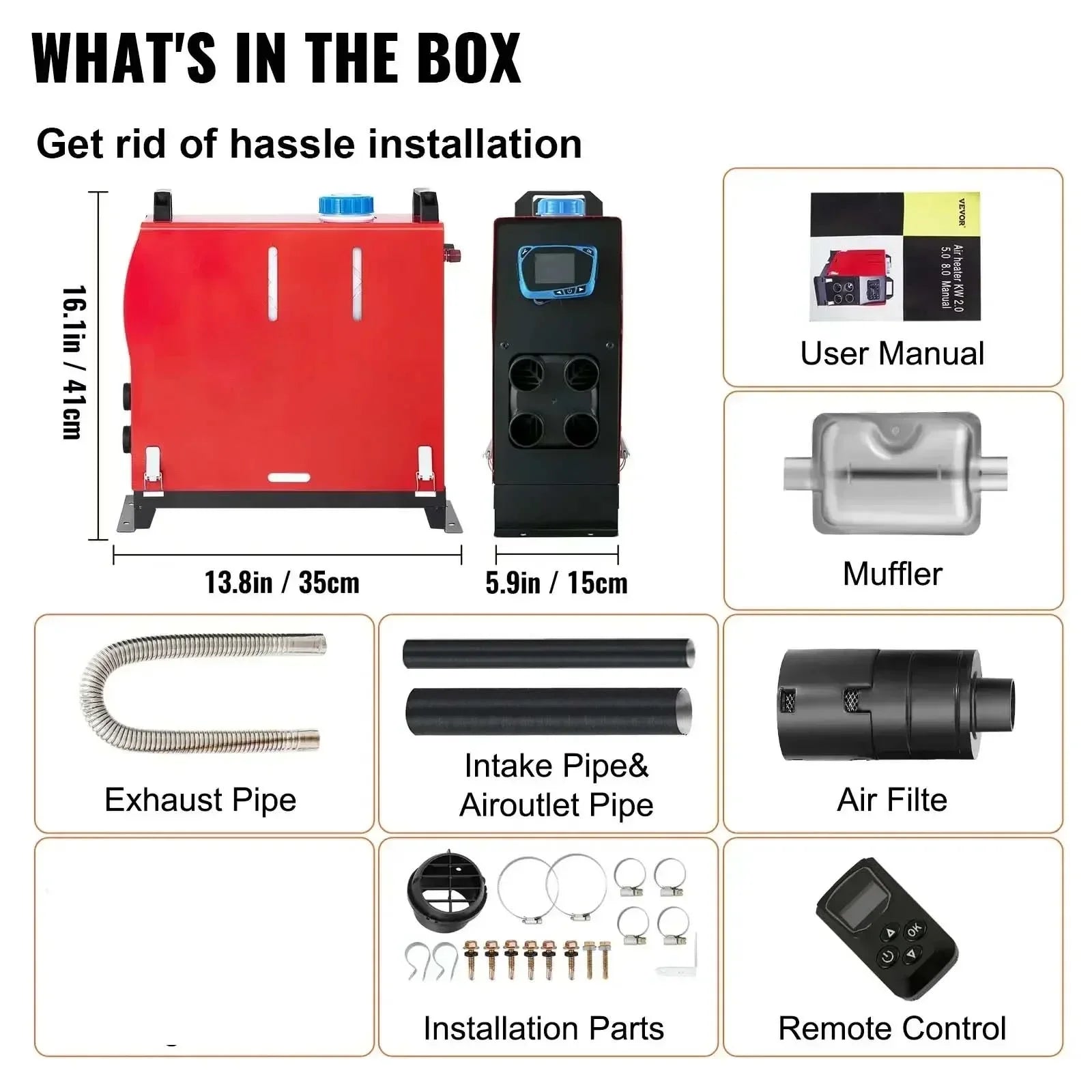 SIHAO Fast-Heating Diesel Parking Heater 5-8KW 12V – Portable Kit with Remote, Ideal for Vans & Trucks