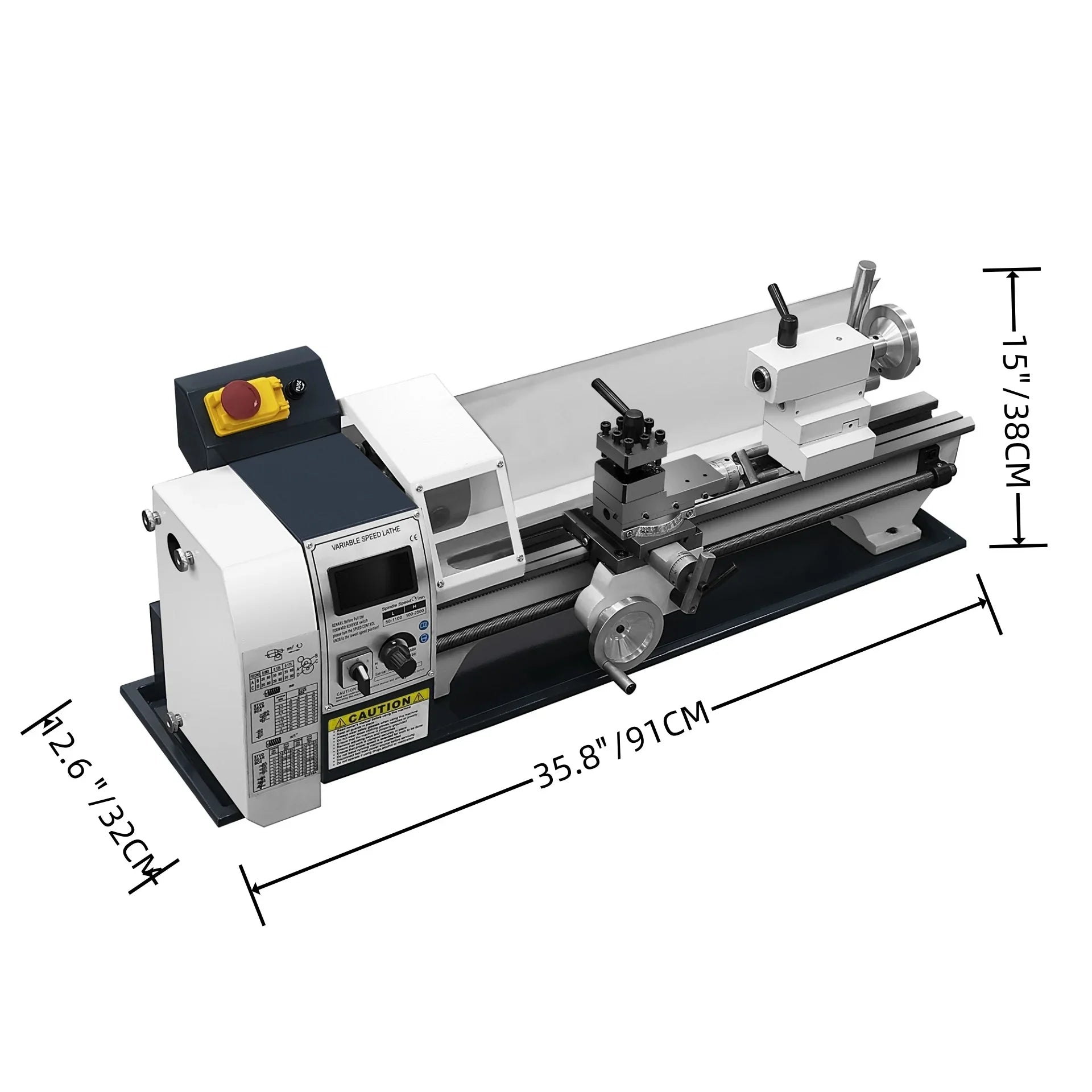 SIHAO 1500W Mini Metal Lathe 220x500mm, 9x20" Bench Table Top Lathe, 3-Jaw Chuck 100mm, MT5 MT2, 0-2500RPM Stepless Speed, Digital Display, Imperial Metric Thread 12-52TPI 0.5-2.5mm, Spindle Accuracy 0.01-0.02mm, for Precision Metal Turning Processing