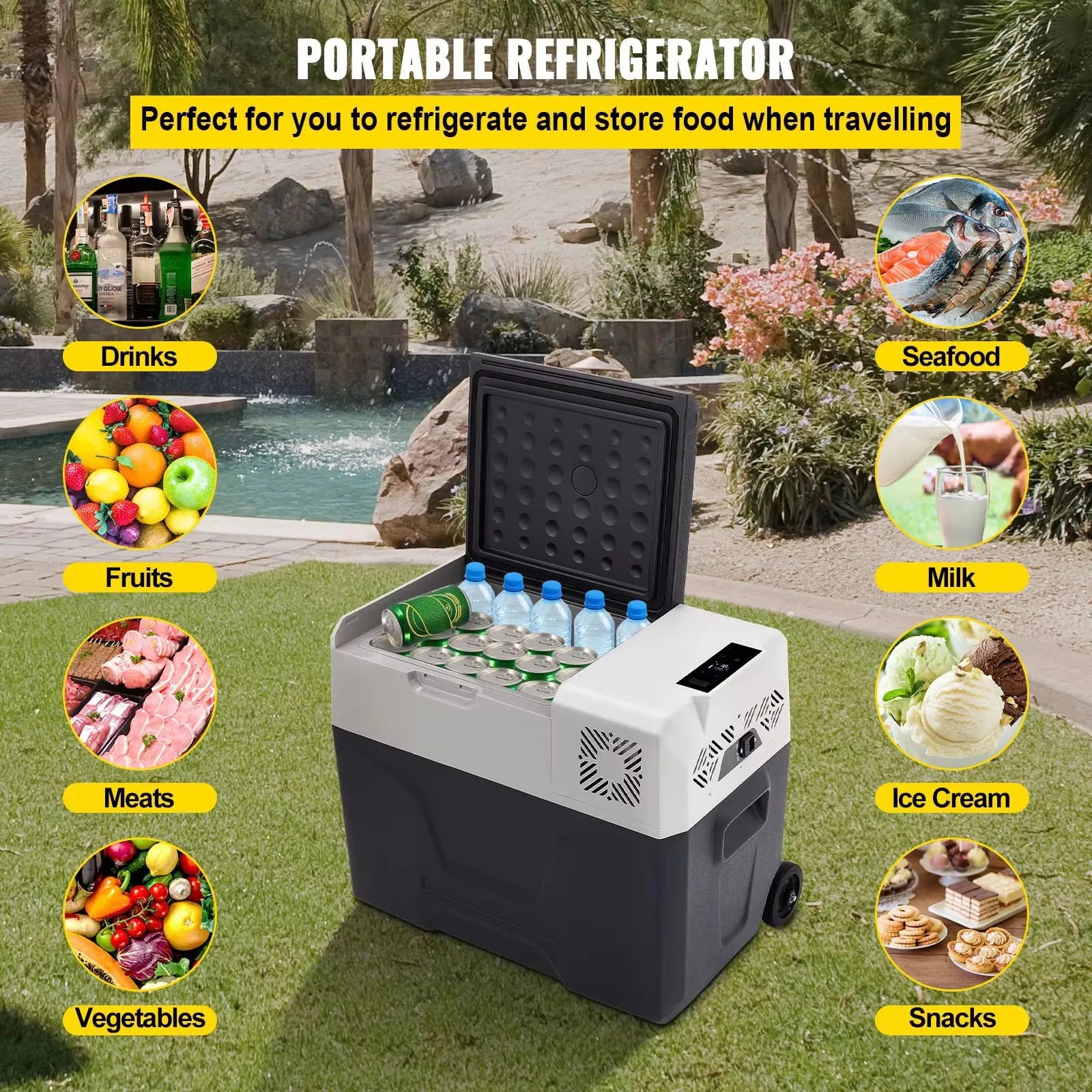 SIHAO 30/40/50L Portable Car Fridge - 12/24V Dual Zone Compressor Cooler for Truck/RV/Boat Outdoor Camping & Home, DC/AC Freezer