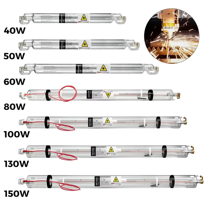 SIHAO CO2 Laser Tube 40W-150W (700-1830mm Length) 80mm Glass Diameter Laser Engraving/Cutting Machine Laser Cutter Parts