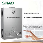 SIHAO 6L–18L LPG Tankless Water Heater – Instant Propane/Butane Gas Hot Water System, On-Demand Flow, Compact Indoor/Outdoor Unit for Home, RV, Cabin, and Camping