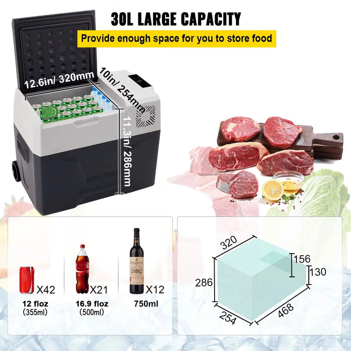 SIHAO 30/40/50L Portable Car Fridge - 12/24V Dual Zone Compressor Cooler for Truck/RV/Boat Outdoor Camping & Home, DC/AC Freezer