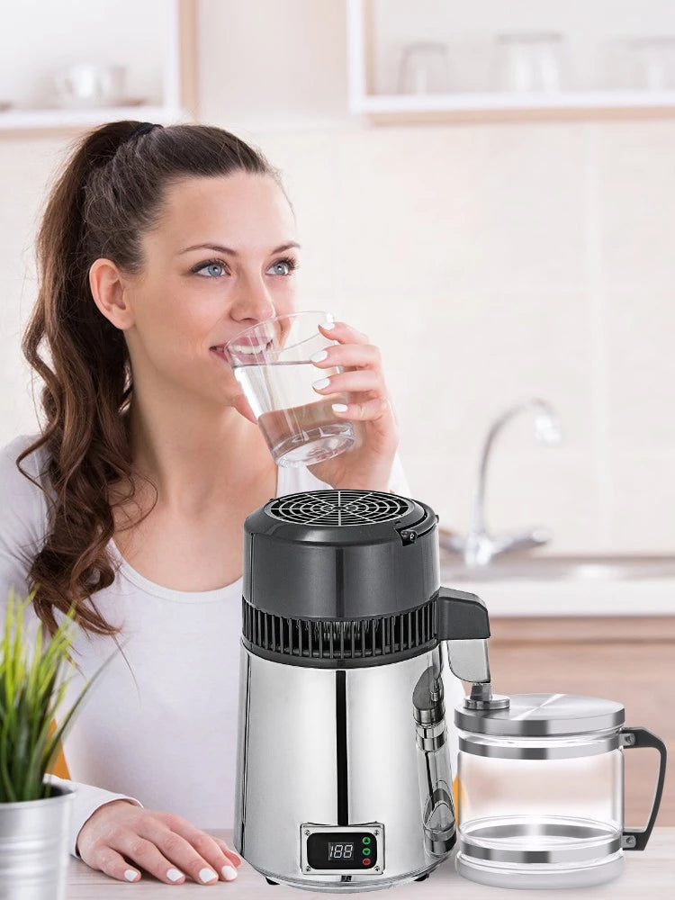 SIHAO 4L 750W Countertop Water Distiller – Stainless Steel, Adjustable Thermostat for Essential Oils & Homebrewing