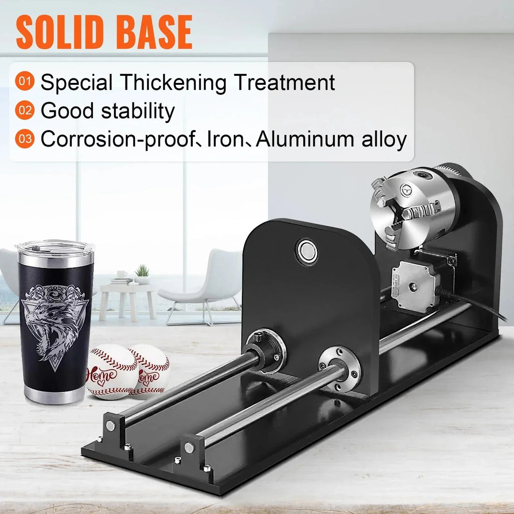 SIHAO Laser Engraver Rotary Axis 80mm 3-Jaw Spiral Chuck CNC Router Axis Measuring for CO2 Laser Engraving Machine