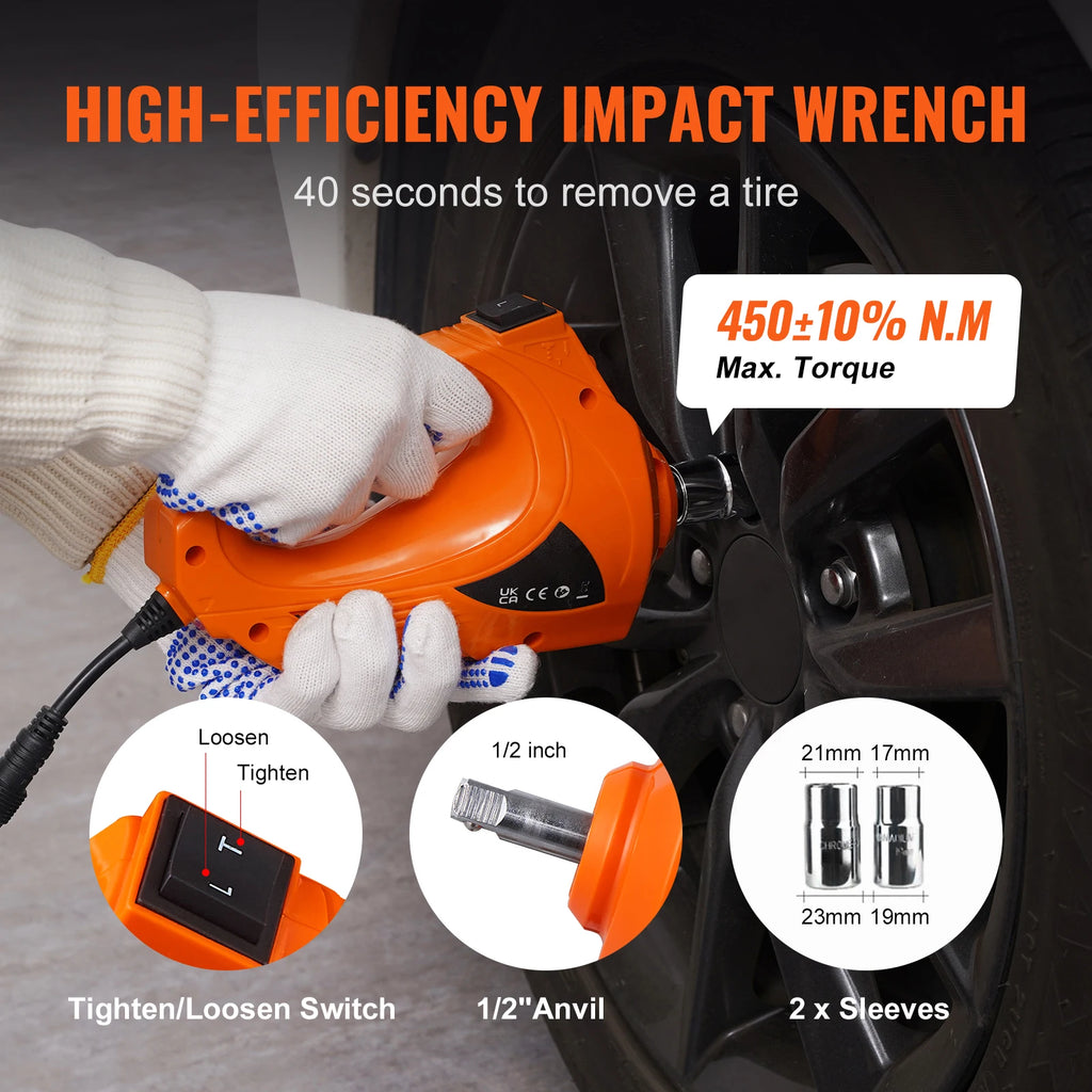 SIHAO 5T Electric Car Jack Kit – Built-in Impact Wrench, Air Pump & LED, for Cars & Trucks