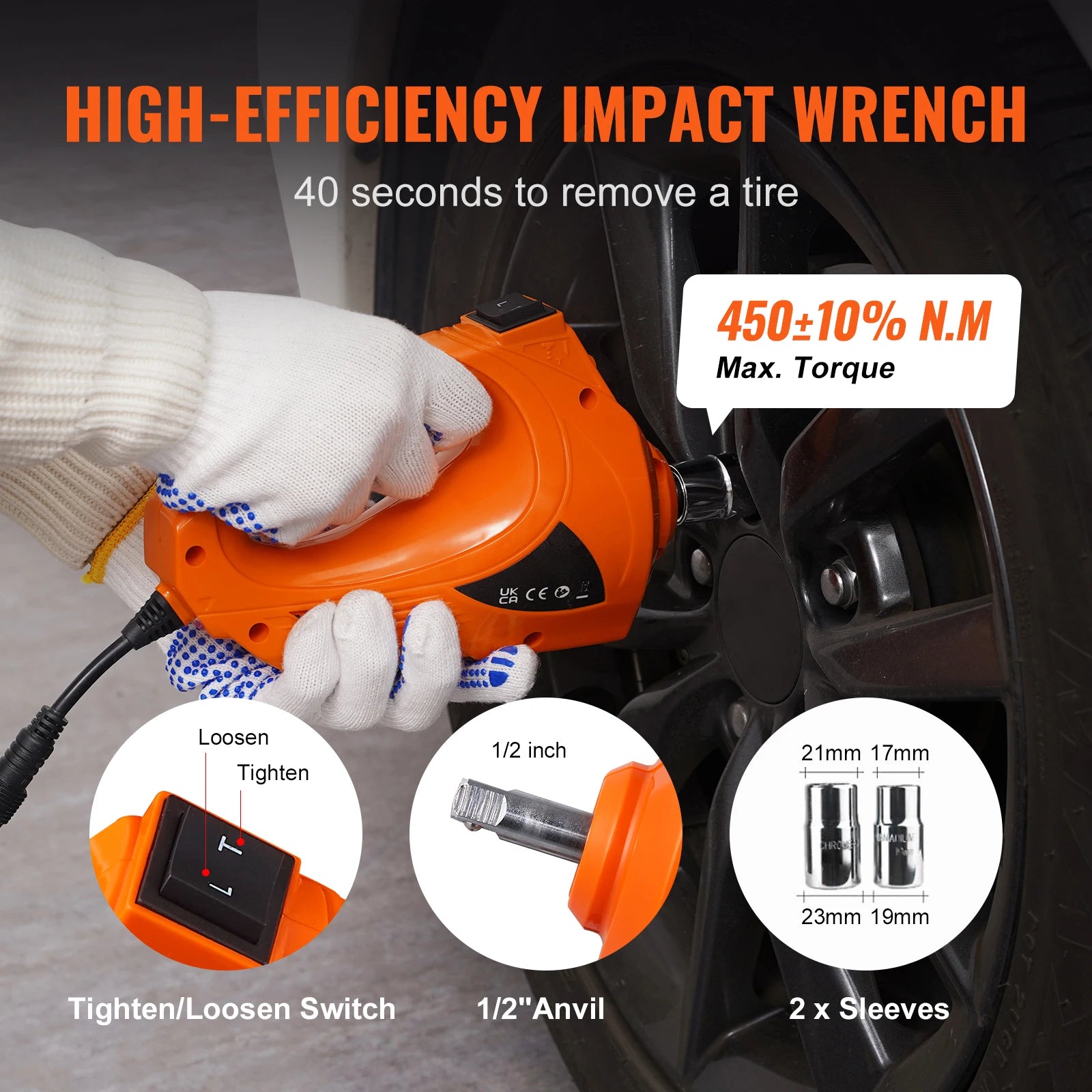 SIHAO 5T Electric Car Jack Kit – Built-in Impact Wrench, Air Pump & LED, for Cars & Trucks