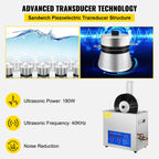 SIHAO 6L Ultrasonic Cleaner 180W Ultrasonic Vinyl Cleaner 7-12 Inch 8 Records Ultrasonic Records Cleaner W/Drying Rack for Home