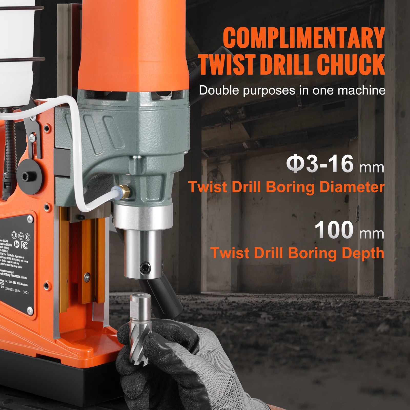 SIHAO 1450W Magnetic Drill with 2810 Lbf Holding Force, 11-Piece Portable Mag Drill Kit, 1.6" Max Boring Dia. & 850RPM for Metal Surface, Home Improvement