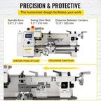 SIHAO Compact Benchtop Metal Lathe 8×14 Inch, Variable‑Speed Hobby Turning Machine, All‑in‑One Metalworking Tool for Turning, Drilling, Threading, Milling DIY Craft Projects