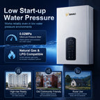 SIHAO 10L 12L 14L Natural Gas Water Heater Forced Exhaust 0.02-1.0MPa Working Pressure AC90-250V 60mm Flue Diameter All Copper Heat Exchanger Touch Control Instant Tankless Hot Water Heater for Home Use