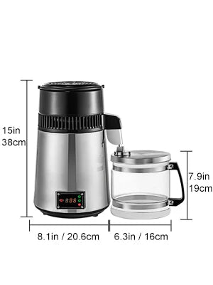 SIHAO 4L 750W Countertop Water Distiller – Stainless Steel, Adjustable Thermostat for Essential Oils & Homebrewing