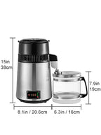 SIHAO 4L 750W Countertop Water Distiller – Stainless Steel, Adjustable Thermostat for Essential Oils & Homebrewing