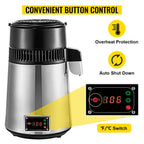 SIHAO 4L 750W Countertop Water Distiller – Stainless Steel, Adjustable Thermostat for Essential Oils & Homebrewing