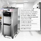 SIHAO Soft Serve Ice Cream Machine Ice Cream Machine 20-28 L/h Ice Cream Machine Ice Cream 3 Flavor