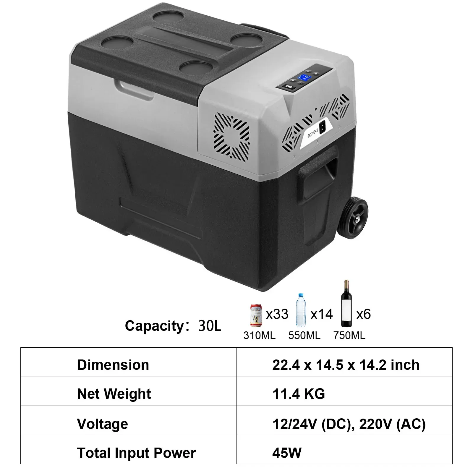 SIHAO Car Refrigerator 20L-55L Mini Fridge Freezer Portable Compressor Cooler 12/24V DC 110-240V Ice Box for Camping Driving