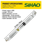 SIHAO CO2 Laser Tube 40W-150W (700-1830mm Length) 80mm Glass Diameter Laser Engraving/Cutting Machine Laser Cutter Parts