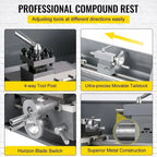 SIHAO 1100W Mini Metal Lathe – 220mm Swing X 600mm Between Centers, Variable Speed, 3-Jaw Chuck, Precision Benchtop Lathe for Drilling & Threading