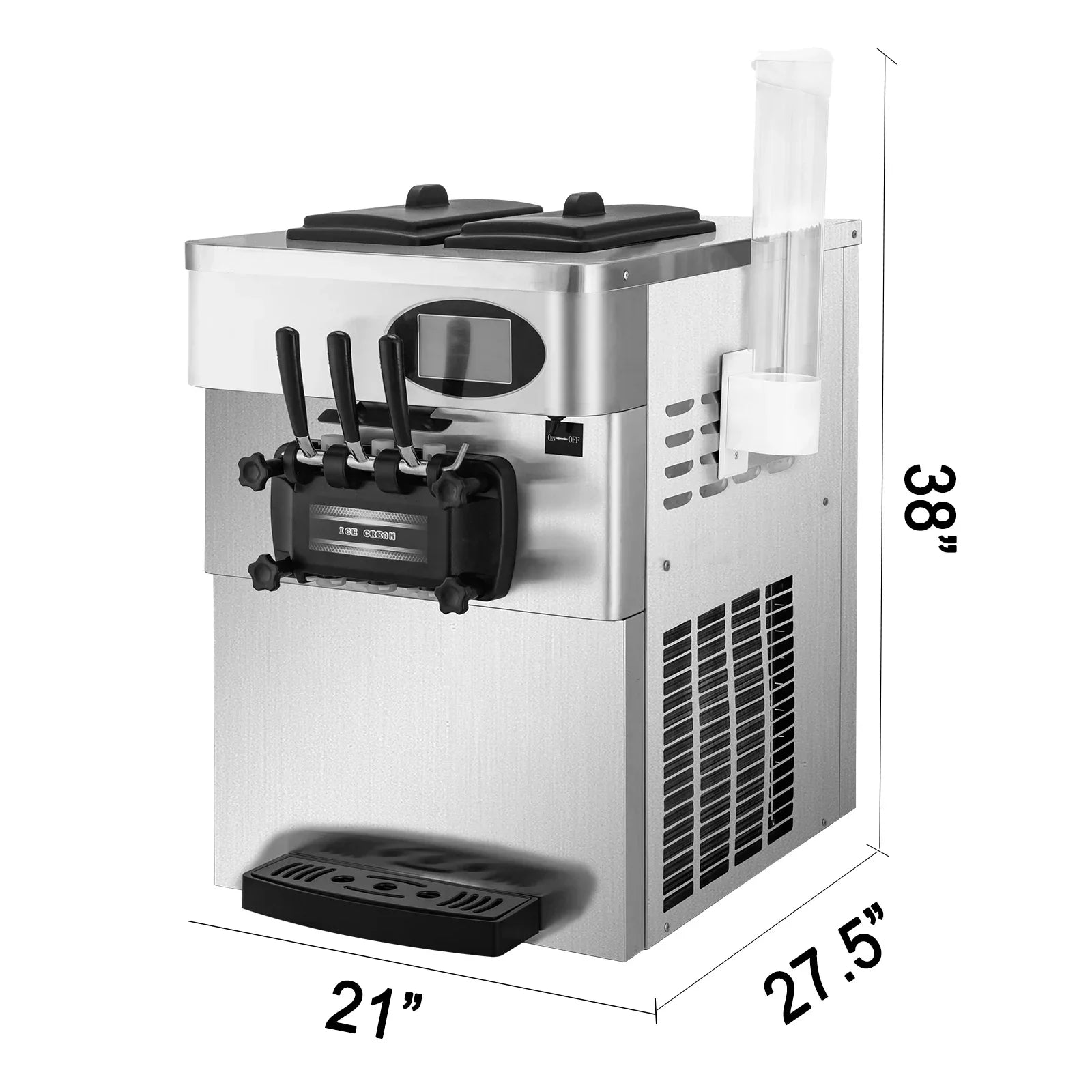 SIHAO 20-28L/H Soft Ice Cream Maker Commercial Countertop Tricolor 2+1 Flavors Sweet Cones Freezing Equipment Vending Machine