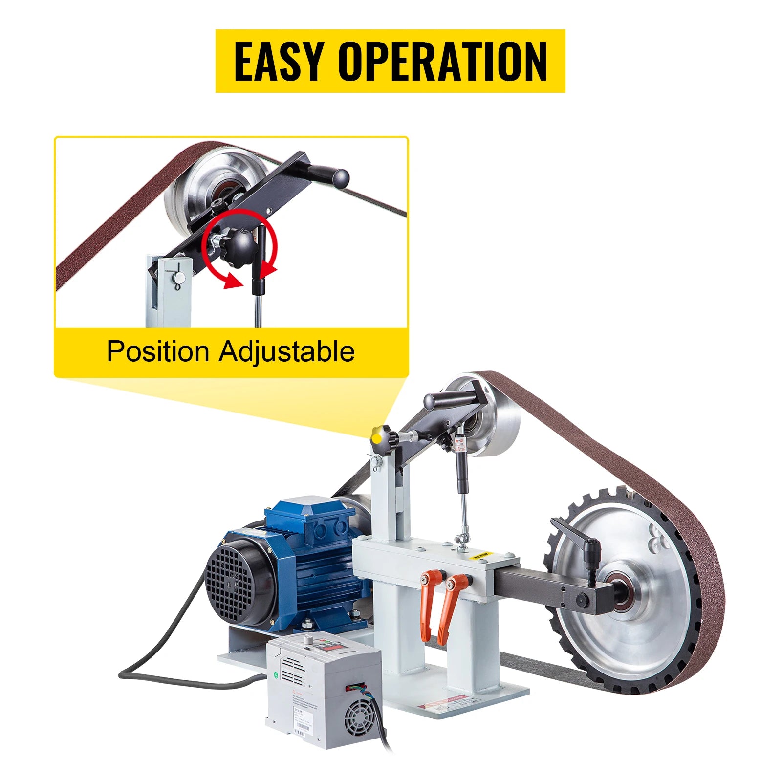 SIHAO 1.5KW Electric Belt Sander 2x82in Variable Speed Grinder Machine 3 Speed Bench Polishing Tool for Knife Making Sharpening Metalwork