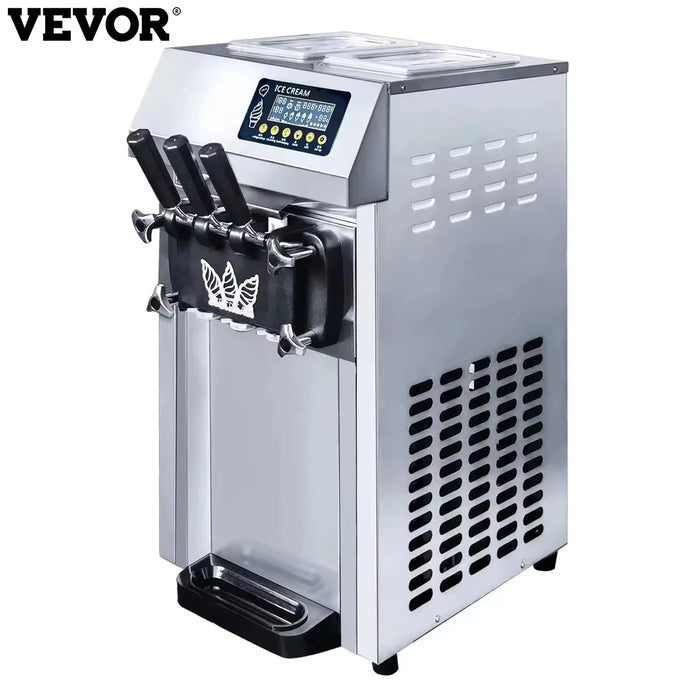 VEVOR Commercial Soft Serve Ice Cream Machine - Pre-Cooling System, 18L/H Portable High Capacity for Food Trucks & Dessert Shops